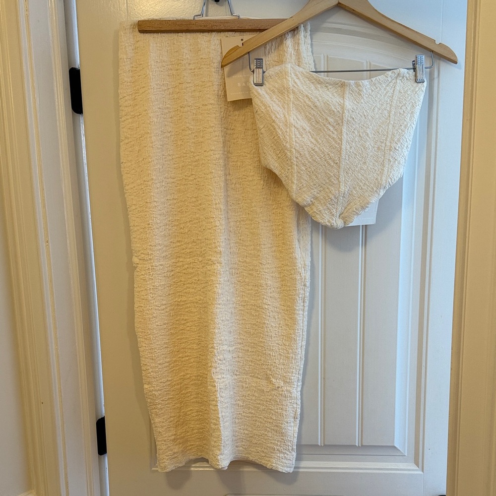 NEW WITH TAGS! Chic Cream Skirt(M) with Top(XS) Set